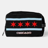 Grote Chicago tas, mode zwart, Chicago flag Toilettasje (Achterkant)
