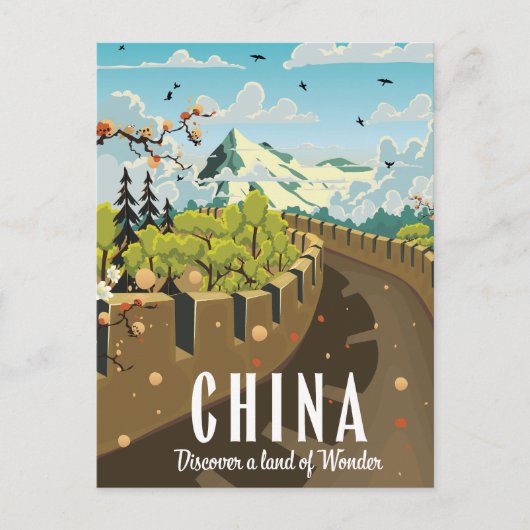 Grote Chinese Muur reisposter Aankondigingskaart (Voorkant)