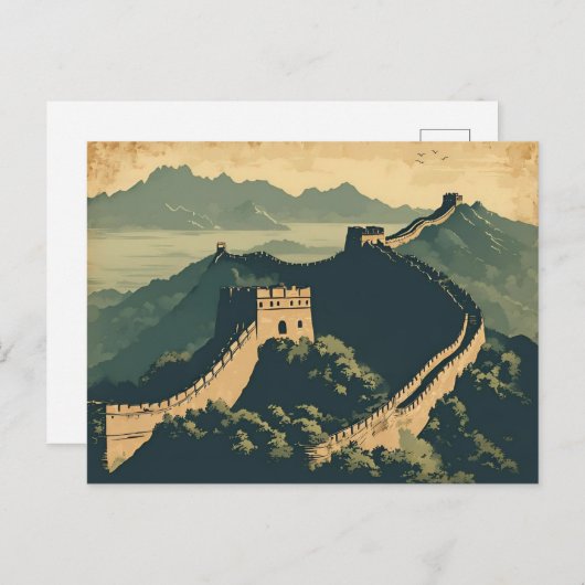 Grote Chinese Muur Reizen Briefkaart (Voorkant / Achterkant)