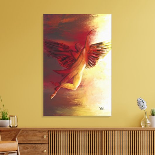 Grote Christelijke Wall Art Angel No. 1 in rood Canvas Afdruk (Insitu (Woonkamer))