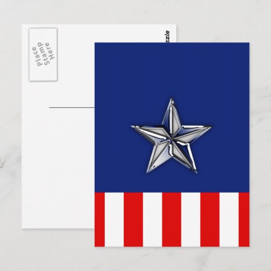 Grote Chroom als Silver Star op feestelijke kleure Briefkaart (Voorkant / Achterkant)