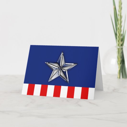 Grote Chroom als Silver Star op feestelijke kleure Feestdagen Kaart (Voorkant)