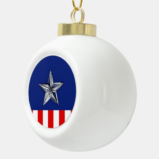 Grote Chroom als Silver Star op feestelijke kleure Keramische Bal Ornament (Rechts)