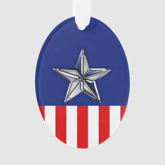 Grote Chroom als Silver Star op feestelijke kleure Ornament (voorkant)