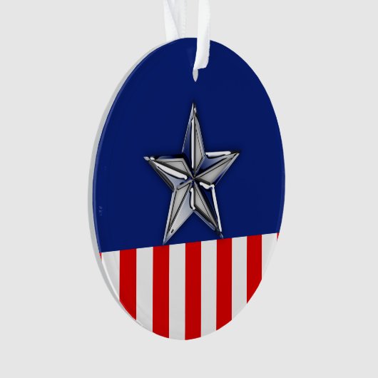 Grote Chroom als Silver Star op feestelijke kleure Ornament (voorkant)