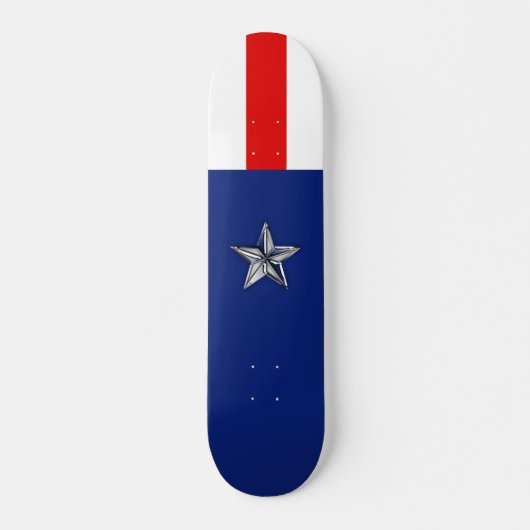Grote Chroom als Silver Star op feestelijke kleure Persoonlijk Skateboard (Voorkant)