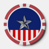 Grote Chroom als Silver Star op feestelijke kleure Pokerchips (Voorkant)