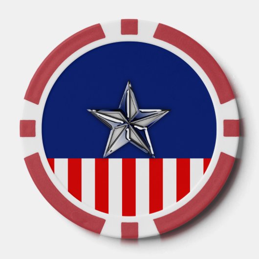 Grote Chroom als Silver Star op feestelijke kleure Pokerchips (Voorkant)