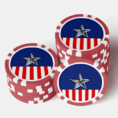 Grote Chroom als Silver Star op feestelijke kleure Pokerchips (Opstapeling)