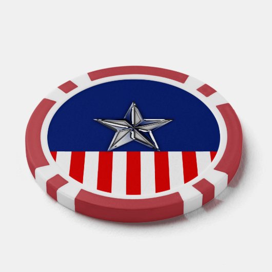 Grote Chroom als Silver Star op feestelijke kleure Pokerchips (Enkel)