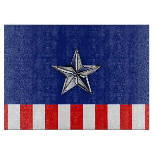 Grote Chroom als Silver Star op feestelijke kleure Snijplank (Voorkant)