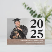 Grote cijfers & Hout - 3x5 diploma aankondiging (Staand voorkant)