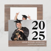 Grote cijfers & Hout - 3x5 diploma aankondiging (Voorkant / Achterkant)