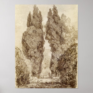 Grote cilinders in de Villa d'Este Poster