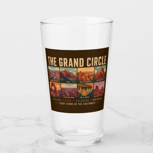 Grote Cirkel Nationale Parken Landmarks Illustrati Glas (Voorkant)