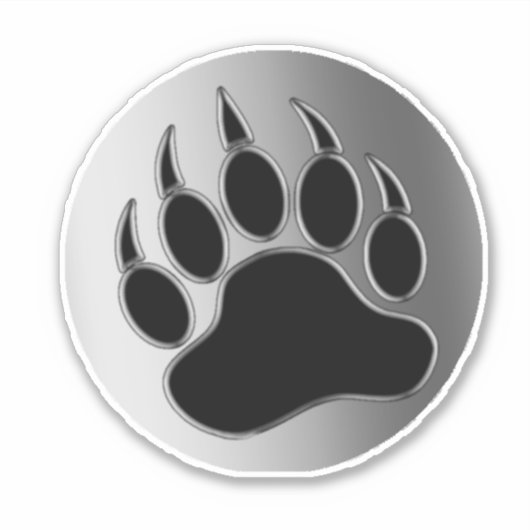 Grote Classic Silver Beer Paw Sticker (Voorkant)