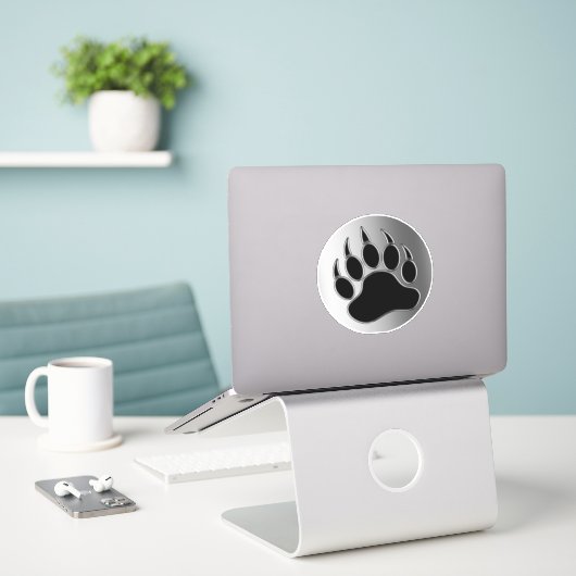 Grote Classic Silver Beer Paw Sticker (Laptop op bureau)