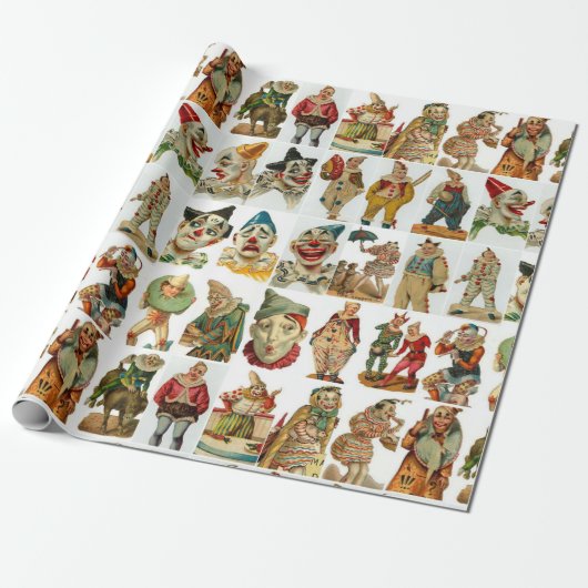 Grote  Clowns Cadeaupapier (Uitgerold)