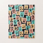 Grote componisten op postzegels, driekleurenpatroo legpuzzel (Verticaal)