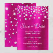 Grote Confetti met diamant, warme roze ombre Folie Save The Date (Voorkant / Achterkant)