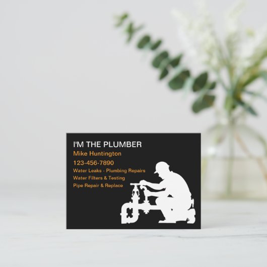 Grote Cool Loodgieter Service Visitekaartjes (Staand voorkant)