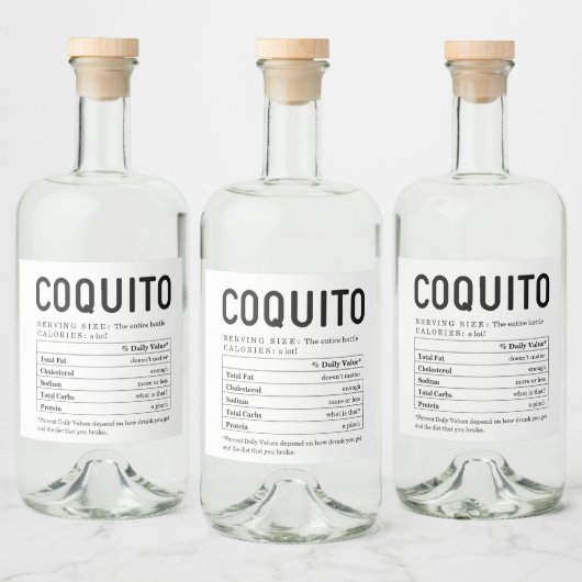 Grote Coquito Voedingswaarde Informatie Feiten Likeurfles Etiket (Flessen)