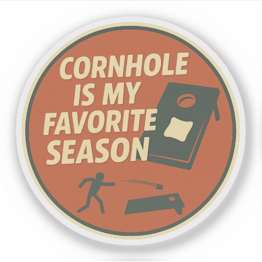 Grote Cornhole Speler Humor Sticker (Voorkant)