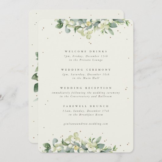 Grote Crème Snowberry + Eucalyptus trouwroute (Voorkant / Achterkant)