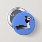 Grote Crested Grebe Ronde Button 5,7 Cm (Voorkant /achterkant)