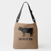 Grote cross-body tas met zwart koe silhouet (Voorkant)