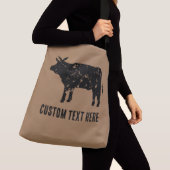 Grote cross-body tas met zwart koe silhouet (Dichtbij)