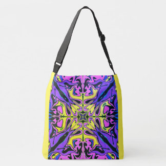 Grote crossbody canvas tas felle kleuren abstract