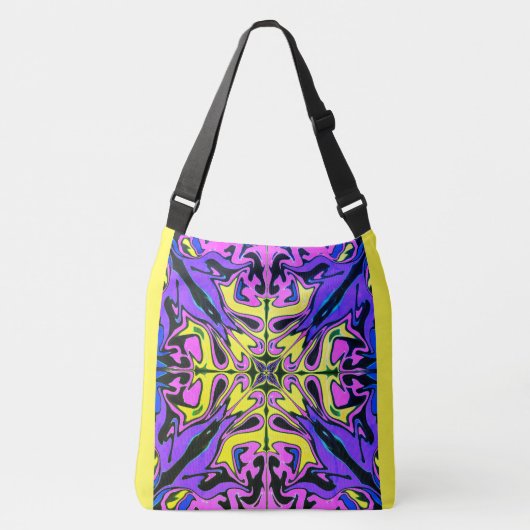 Grote crossbody canvas tas felle kleuren abstract (Voorkant)