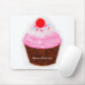 Grote Cupcake & Cherry Waterverf gepersonaliseerd Muismat (Met muis)