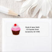 Grote Cupcake & Cherry Waterverf Party Uitnodiging Etiket (Insitu)