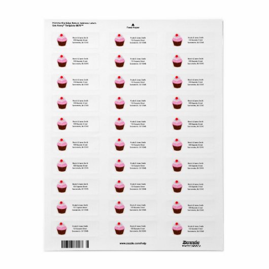 Grote Cupcake & Cherry Waterverf Party Uitnodiging Etiket (Full Sheet)