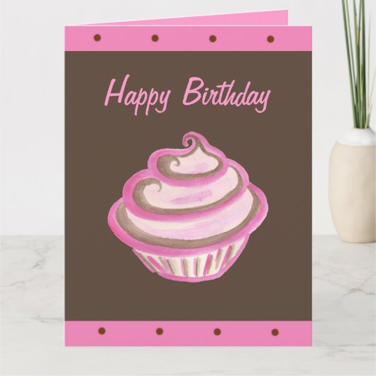 Grote Cupcake Gefeliciteerd Verjaardagskaart  Kaart (Voorkant)