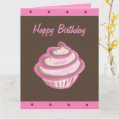 Grote Cupcake Happy Birthday Card Kaart (Gele Bloem)