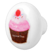 Grote Cupcake & Kers Cute Waterverf Custom Keramische Knop (Rechts)