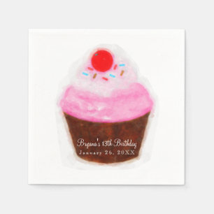 Grote Cupcake & Kers Waterverf Feest Servetten