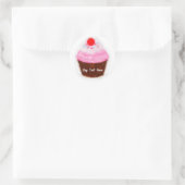 Grote Cupcake & Kers Waterverf Party Favor Ronde Sticker (Tas)