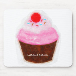 Grote Cupcake & Kers Waterverf Persoonlijk Muismat