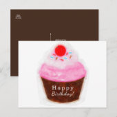 Grote Cupcake & Kers Waterverf Verjaardag Briefkaart (Voorkant / Achterkant)