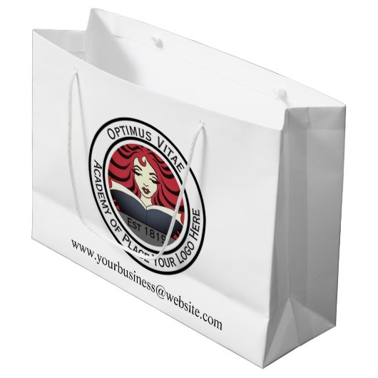 Grote Custom Company Logo White Groot Cadeauzakje (Voorkant Gekanteld)