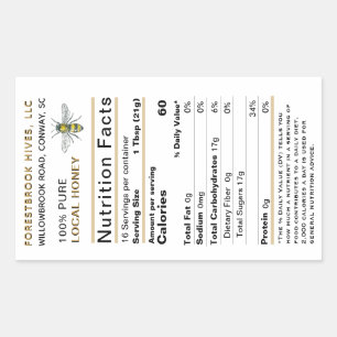 Grote Custom Honey Nutrition Label met Bee Gold