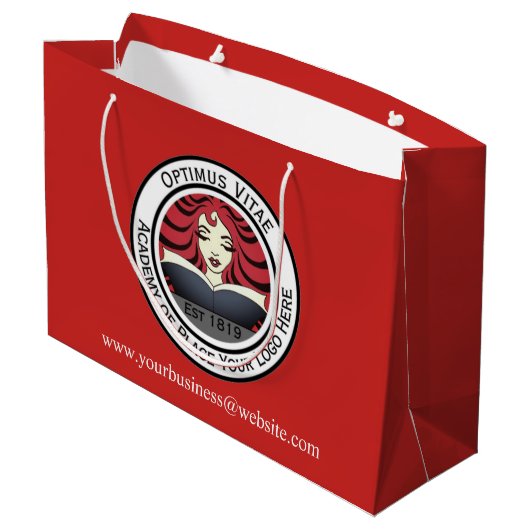 Grote Custom Shopping Bag met Company Logo Groot Cadeauzakje (Achterkant Gekanteld)