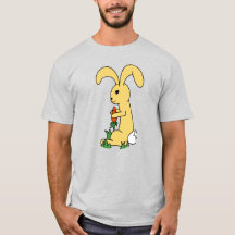 Grote Cute Yellow Cartoon Bunny, met een wortel