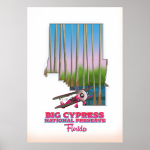 Grote cypress nationaal reservaat Florida kaart Poster