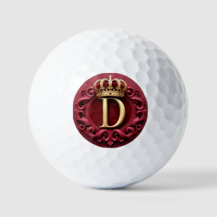 Grote D-monogram op rode fluweel Golfballen