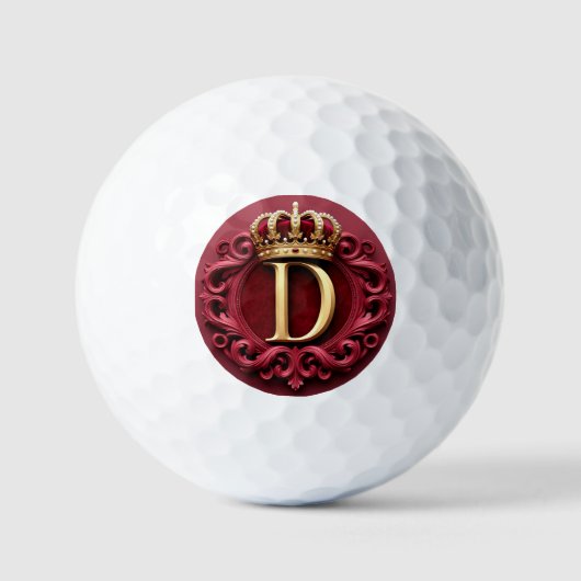 Grote D-monogram op rode fluweel Golfballen (Voorkant)